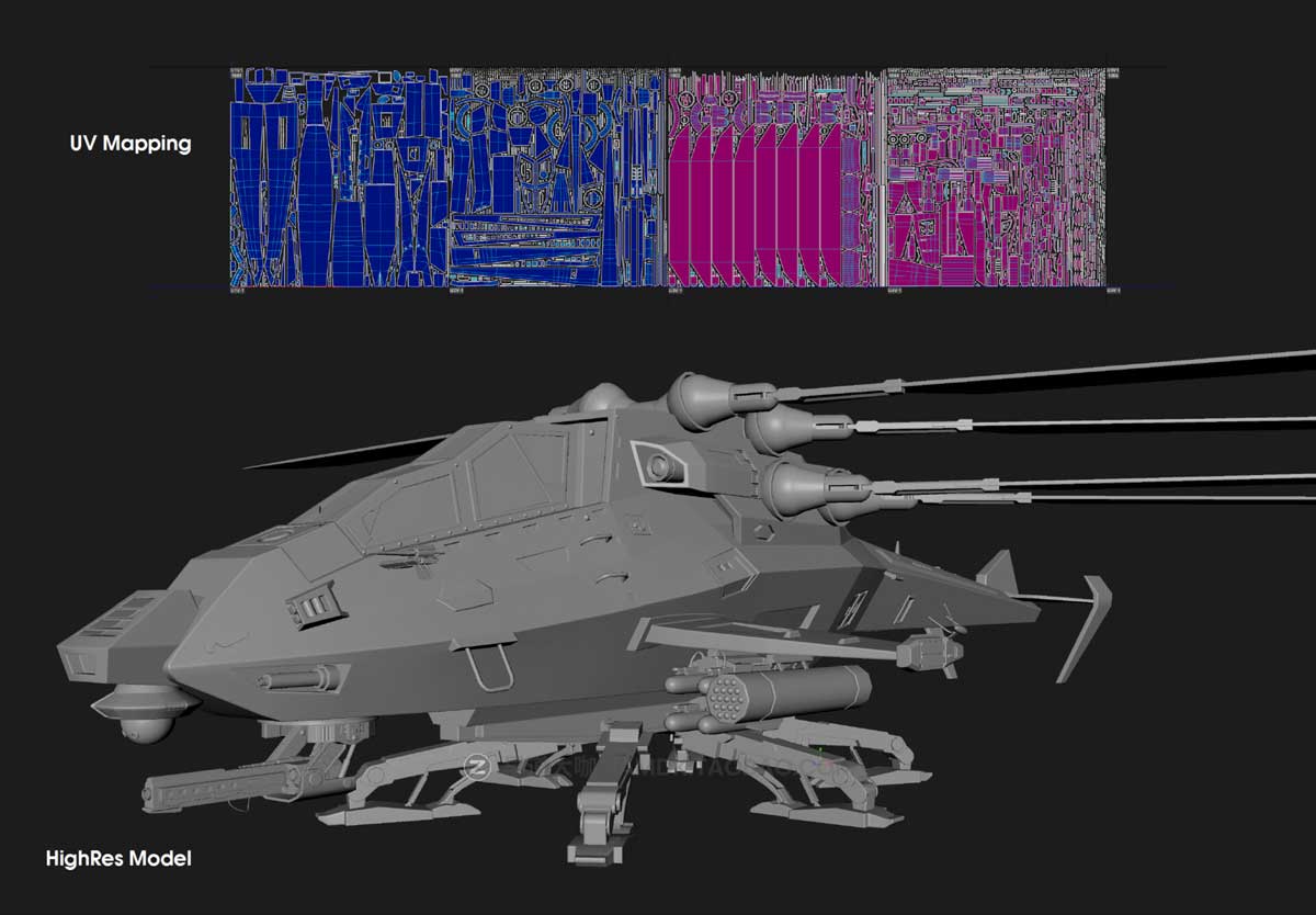 未来科幻赛博风27KA直升飞机战机3D模型FBX/MAX/OBJ/MTL格式 27KA Helicopter_img_1