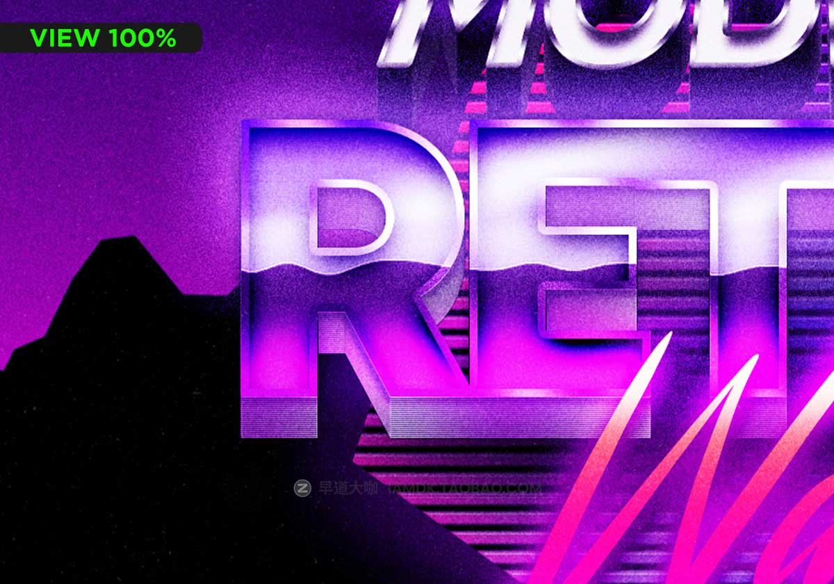 80年代复古科幻赛博朋克风标题字体Logo设计特效PSD样机模板素材 80s Retrowave Text Effects Vol.1_img_1