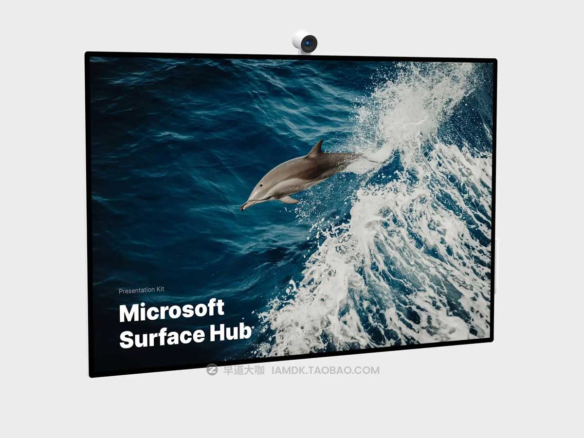 32款时尚微软Surface Hub一体式数字白板移动电脑团队会议平台UI界面设计屏幕展示PSD样机 Microsoft Surface Hub Mockups_img_1