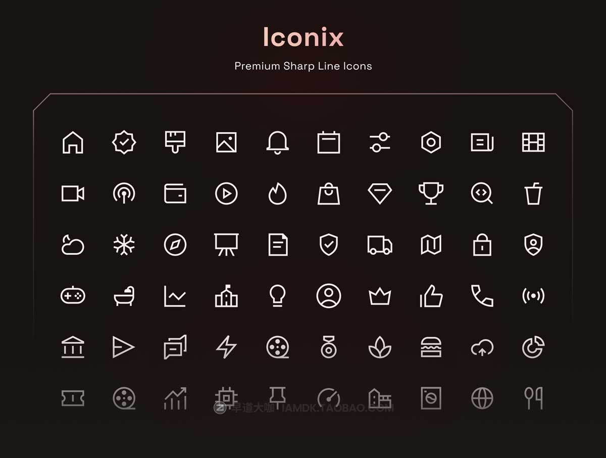 1200款高级网站APP界面设计矢量线条图标Icons设计素材合集 Iconix Sharp Line Icons_img_1