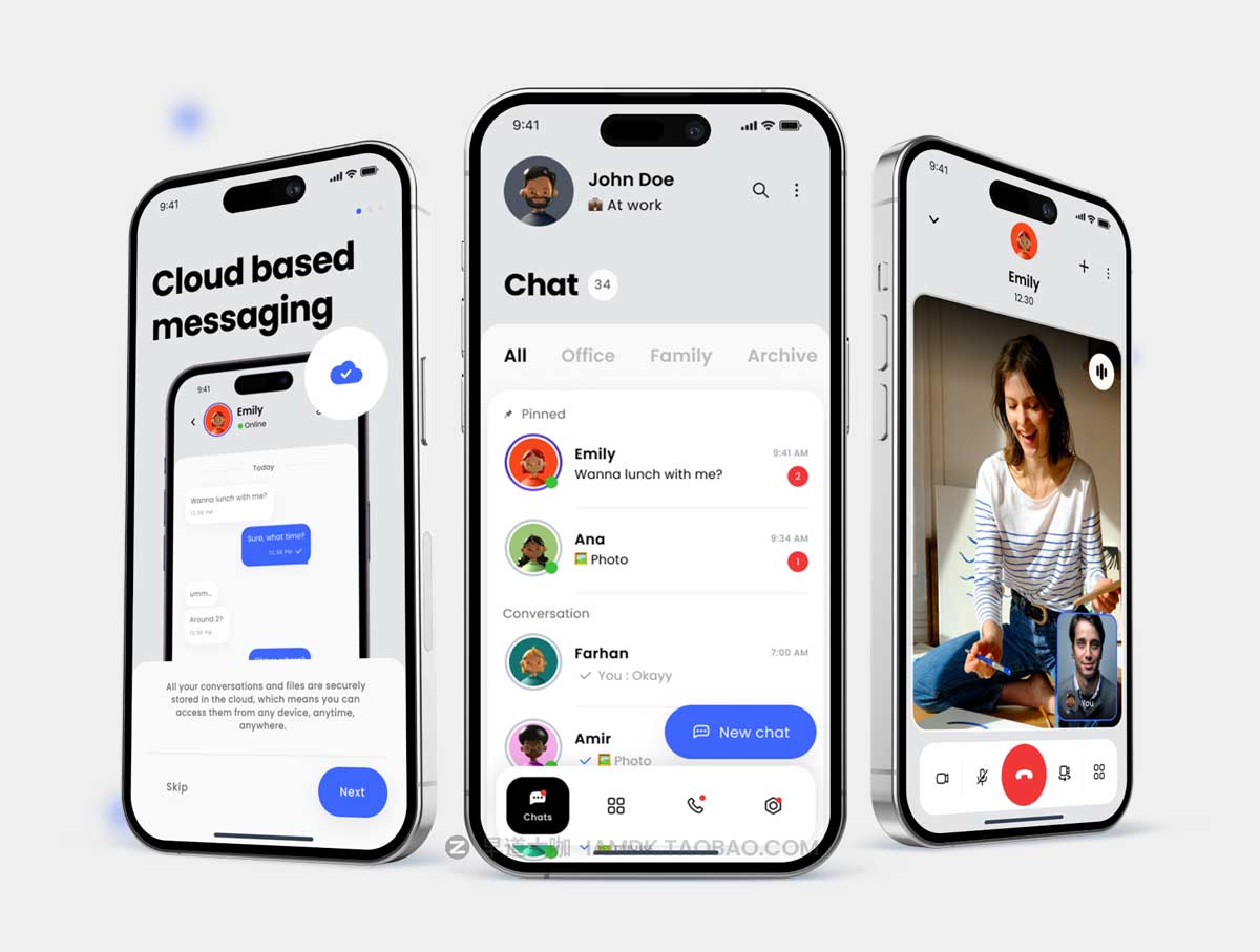 40+屏高级交友聊天Ai机器人发信息APP软件界面设计Figma模板素材 Chatinc - Message App UI KIT_img_1