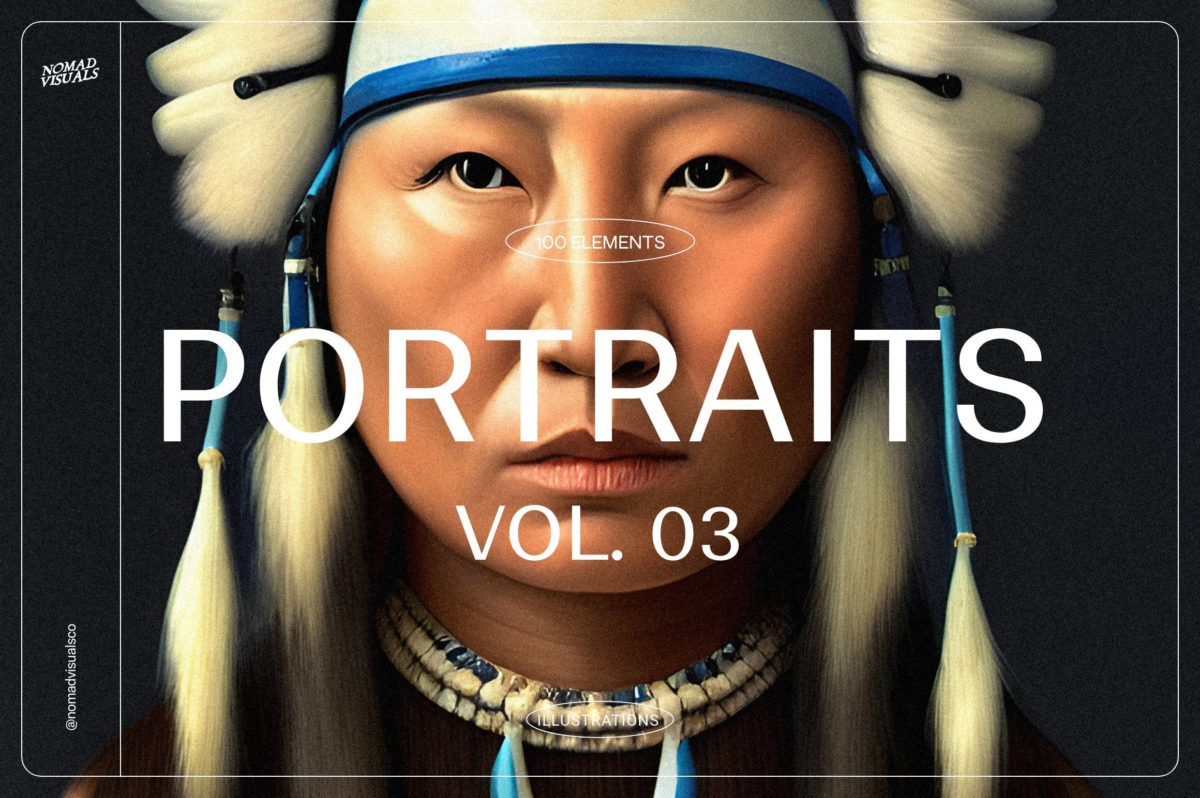 100幅复古原始部落首领祖先土著人物头像插图JPG背景图设计素材 Portraits Vol.03_img_1