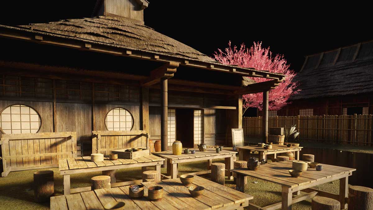 日本幕府时代古建筑模型日式建筑模型Blender/C4D/MAX/UE/FBX/OBJ格式 KitBash3D – Shogun_img_1