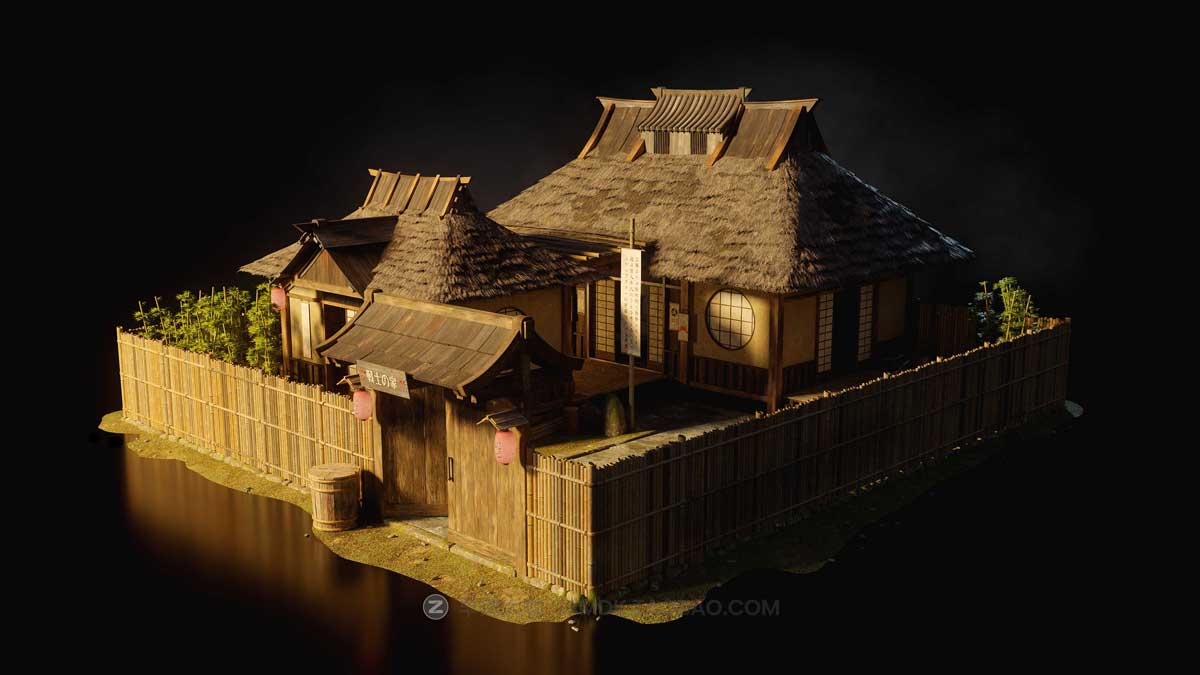 日本幕府时代古建筑模型日式建筑模型Blender/C4D/MAX/UE/FBX/OBJ格式 KitBash3D – Shogun_img_1