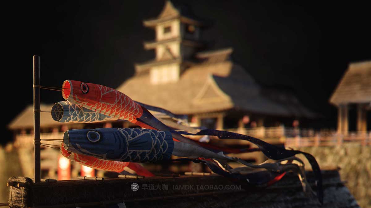 日本幕府时代古建筑模型日式建筑模型Blender/C4D/MAX/UE/FBX/OBJ格式 KitBash3D – Shogun_img_1