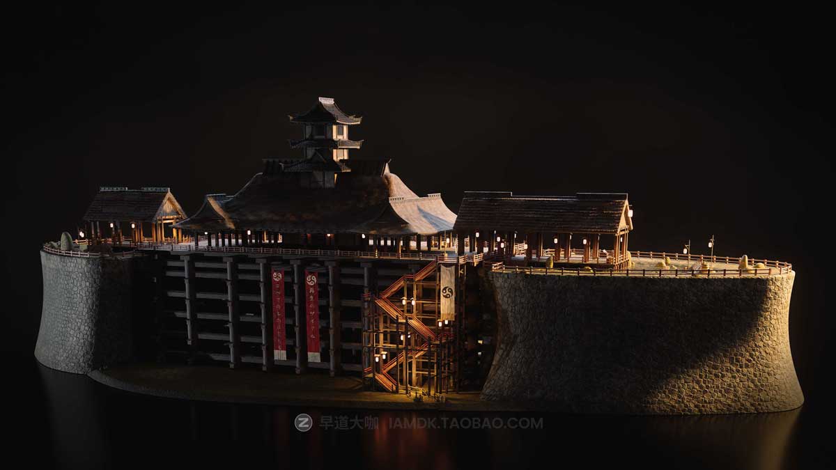 日本幕府时代古建筑模型日式建筑模型Blender/C4D/MAX/UE/FBX/OBJ格式 KitBash3D – Shogun_img_1