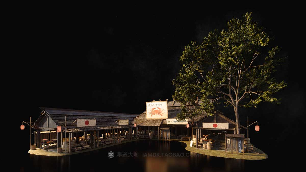 日本幕府时代古建筑模型日式建筑模型Blender/C4D/MAX/UE/FBX/OBJ格式 KitBash3D – Shogun_img_1