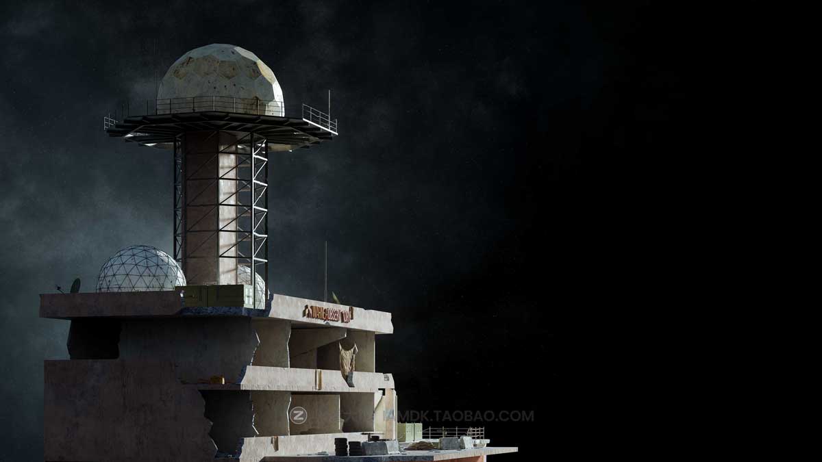 军事战争前线废墟武器装备基地建筑3D模型C4D/Blender/FBX/OBJ/UE KitBash3D - Warfare_img_1