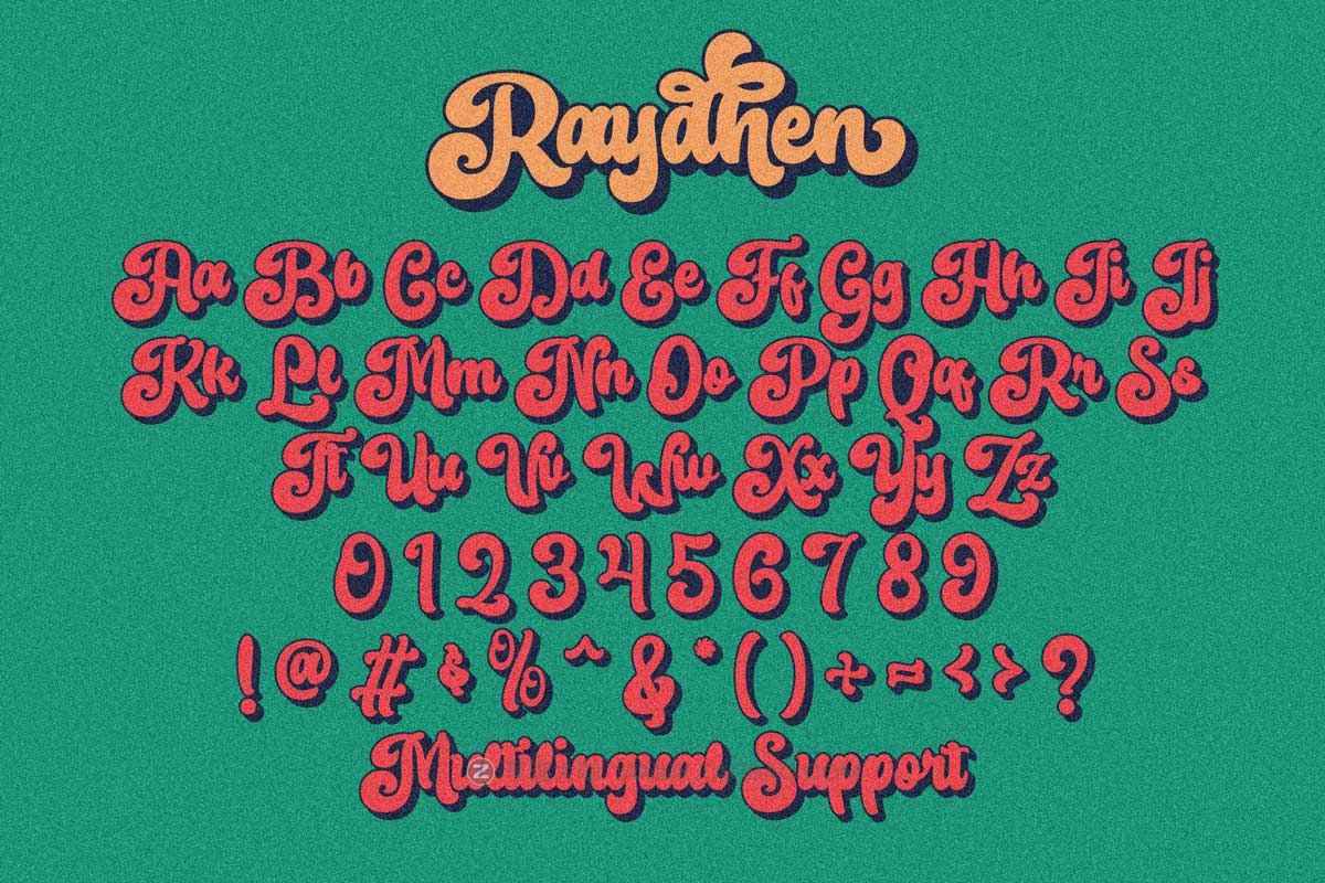 复古有趣西班牙风手写涂鸦气泡PSAI英文字体安装包 Raydhen - Retro Font with Extrude_img_1