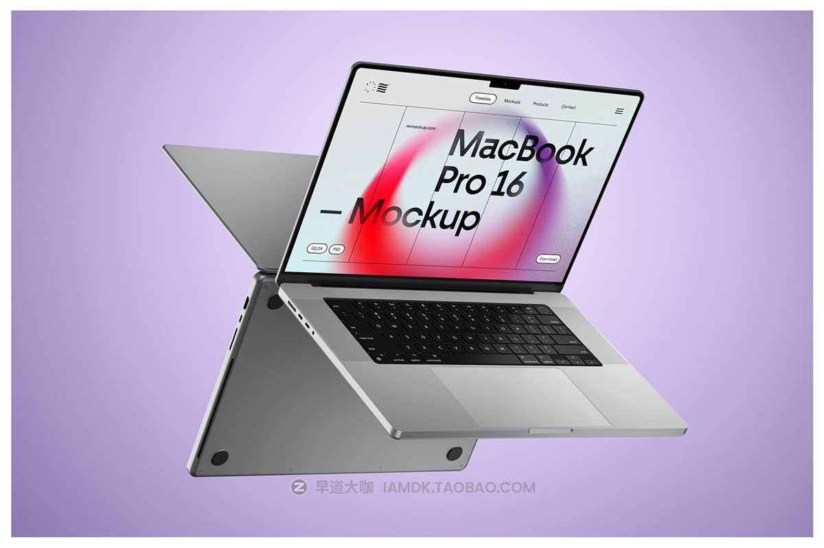 24款高级苹果MacBook Pro 16笔记本电脑屏幕演示PSD样机模板素材 MacBook Pro 16 Mockups + Clay Style_img_1