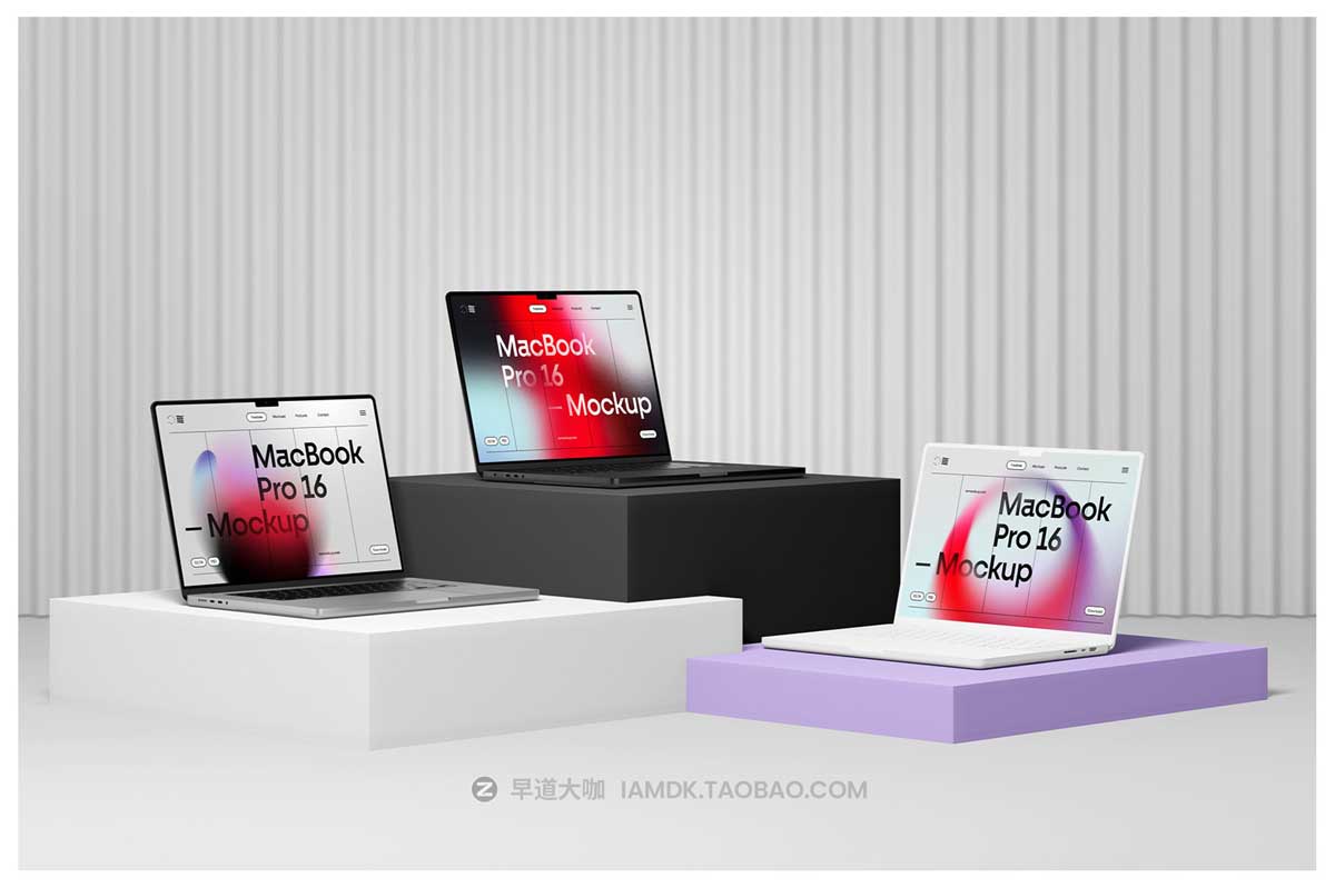 24款高级苹果MacBook Pro 16笔记本电脑屏幕演示PSD样机模板素材 MacBook Pro 16 Mockups + Clay Style_img_1