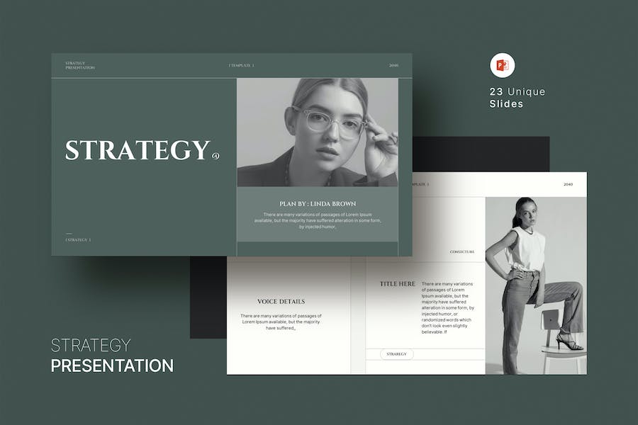 23页时尚服装摄影品牌策划幻灯片图文排版设计PPT模板素材 Strategy Presentation Template_img_1