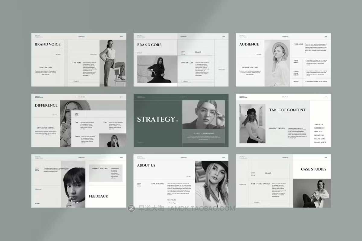 23页时尚服装摄影品牌策划幻灯片图文排版设计PPT模板素材 Strategy Presentation Template_img_1