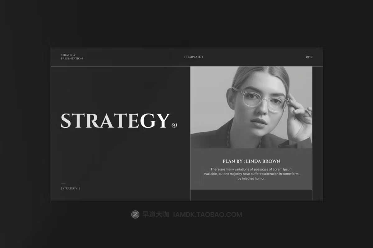 23页时尚服装摄影品牌策划幻灯片图文排版设计PPT模板素材 Strategy Presentation Template_img_1