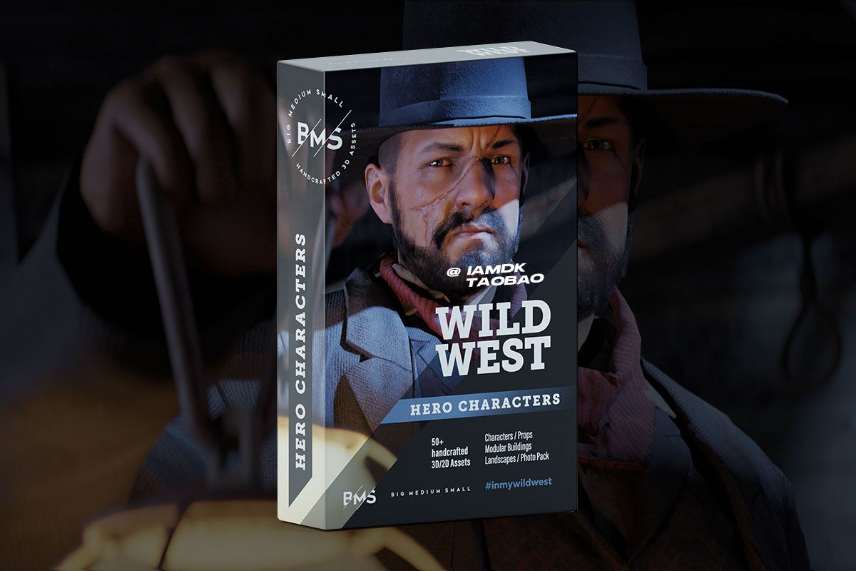 Blender&UE模型 狂野中世纪西部牛仔英雄角色3D模型 Big Medium Small – Wild West Collection: Hero Characters_img_1