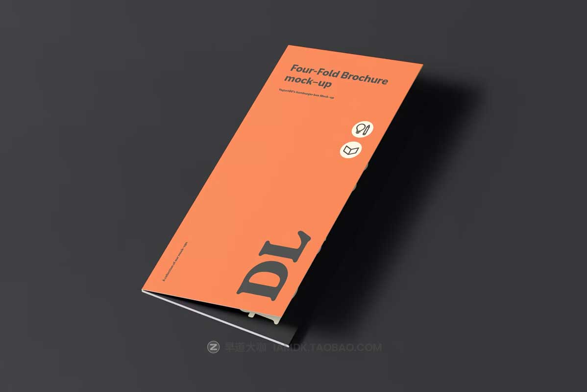 8款时尚四折页小册子画册设计展示效果图PSD样机模板素材 Four-Fold DL Brochure Mockup_img_1