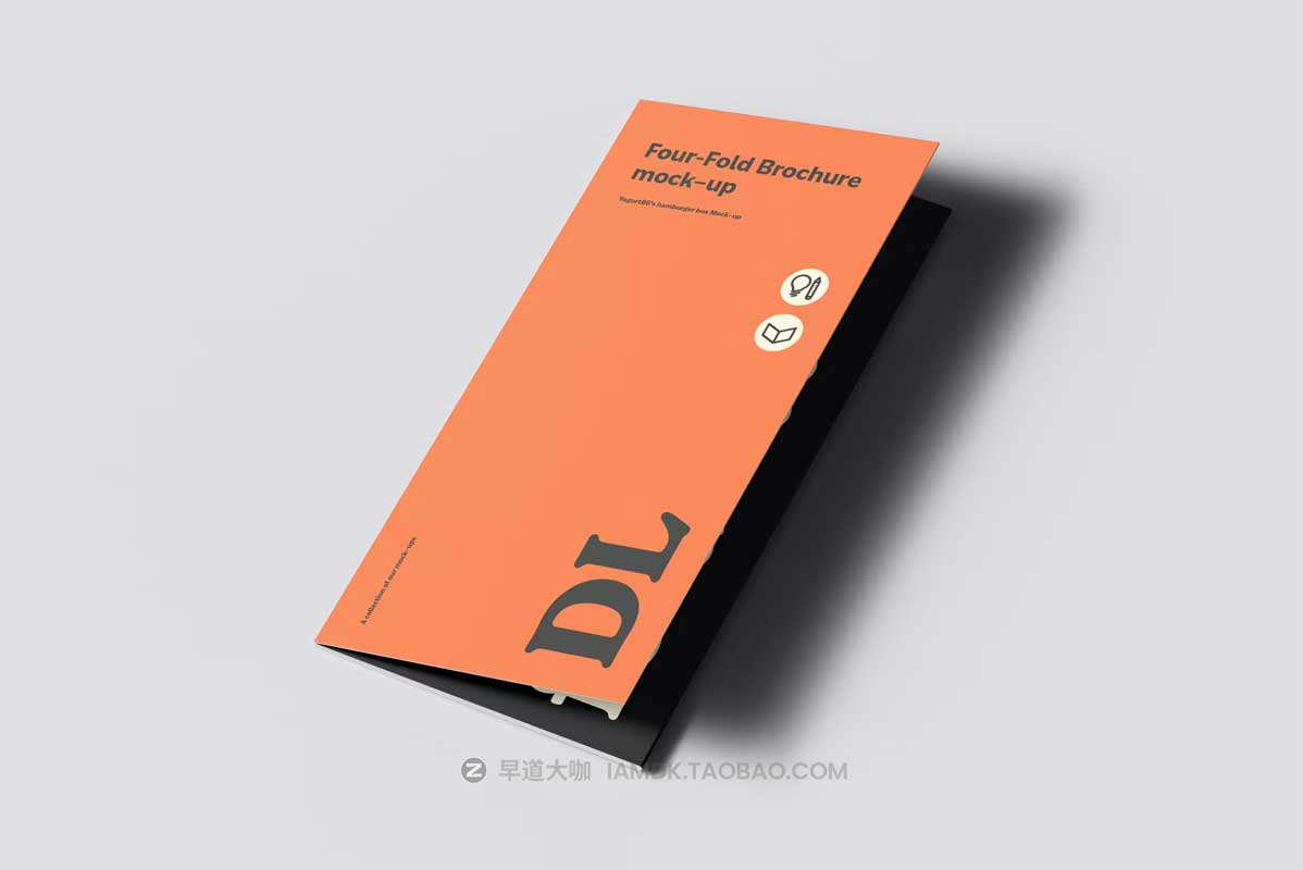 8款时尚四折页小册子画册设计展示效果图PSD样机模板素材 Four-Fold DL Brochure Mockup_img_1