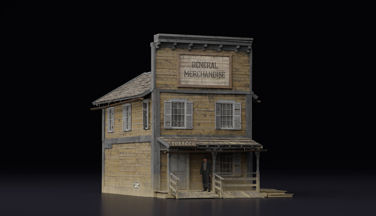 Blender模型 中世纪西部仓库复古破旧木屋房屋建筑3D模型 Big Medium Small – Wild West Collection: Buildings_img_2