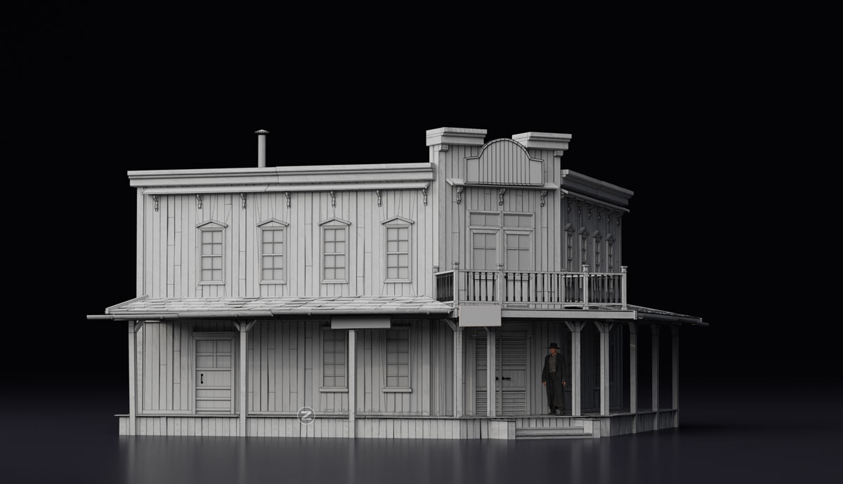 Blender模型 中世纪西部仓库复古破旧木屋房屋建筑3D模型 Big Medium Small – Wild West Collection: Buildings_img_2