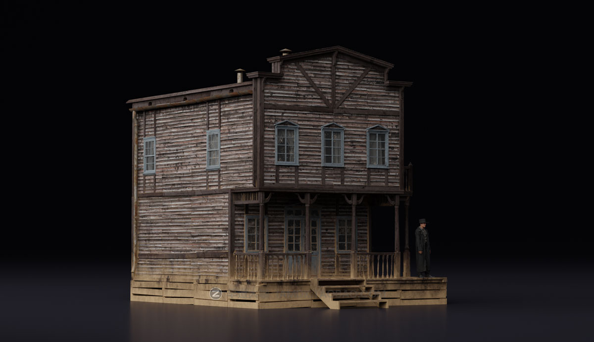 Blender模型 中世纪西部仓库复古破旧木屋房屋建筑3D模型 Big Medium Small – Wild West Collection: Buildings_img_2