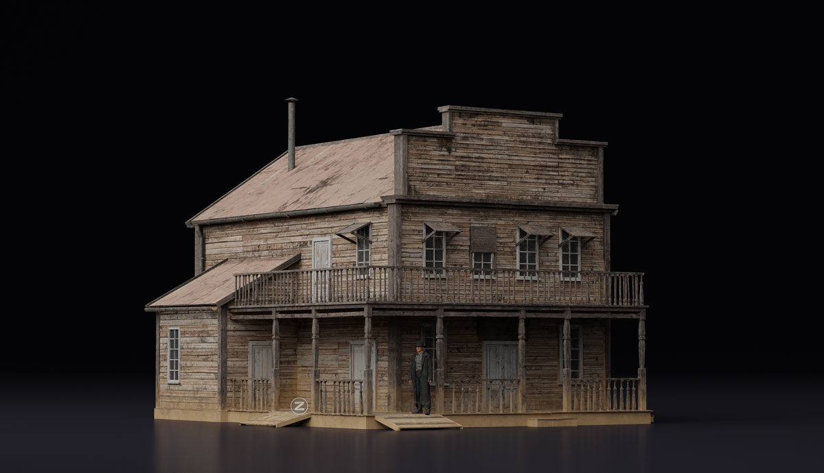 Blender模型 中世纪西部仓库复古破旧木屋房屋建筑3D模型 Big Medium Small – Wild West Collection: Buildings_img_2