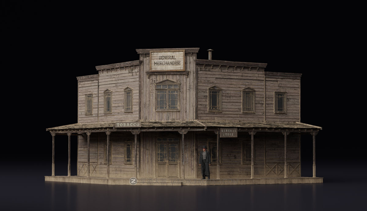 Blender模型 中世纪西部仓库复古破旧木屋房屋建筑3D模型 Big Medium Small – Wild West Collection: Buildings_img_2