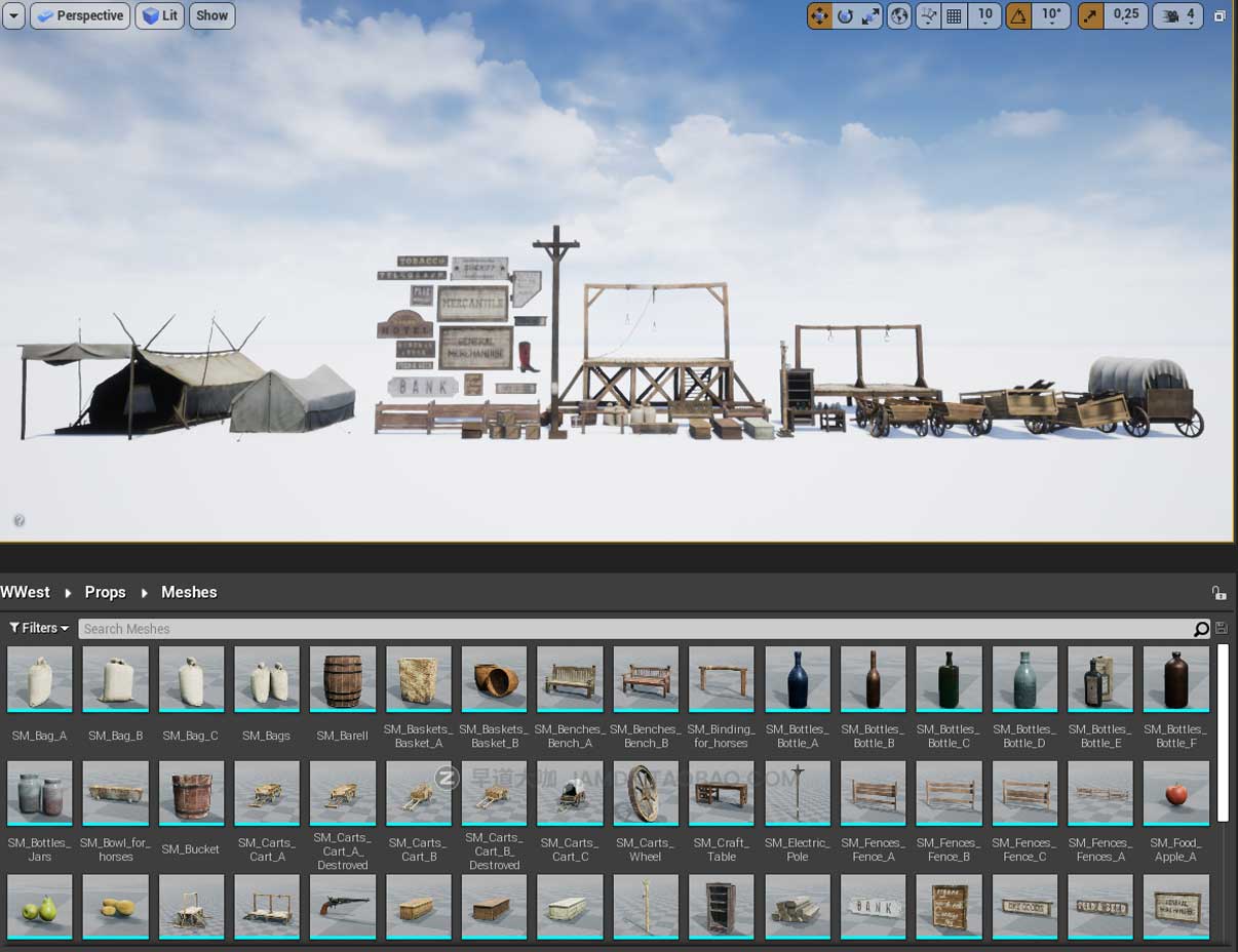 Blender模型 中世纪西部仓库复古破旧木屋房屋建筑3D模型 Big Medium Small – Wild West Collection: Buildings_img_2