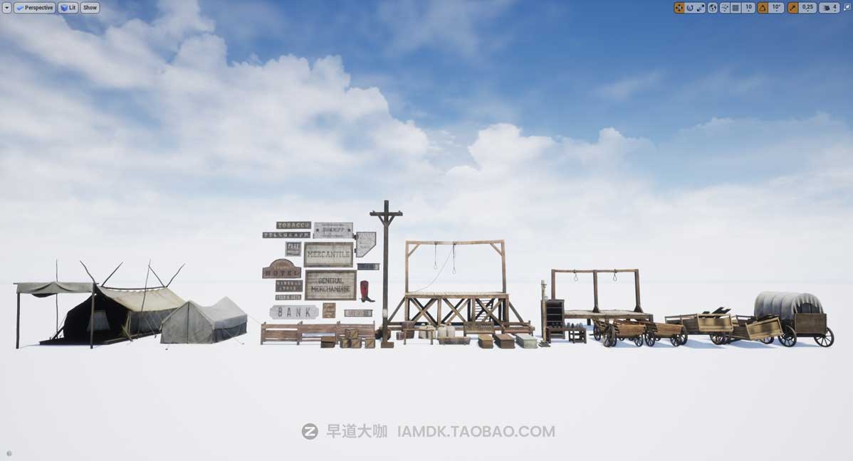 Blender模型 中世纪西部仓库复古破旧木屋房屋建筑3D模型 Big Medium Small – Wild West Collection: Buildings_img_2