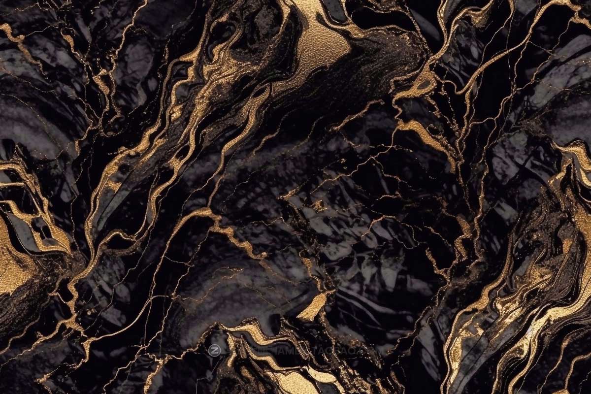 10款高清奢华黑金色花木大理石纹理肌理背景图片设计素材 Black and Gold Marble Seamless Texture Backgrounds_img_2