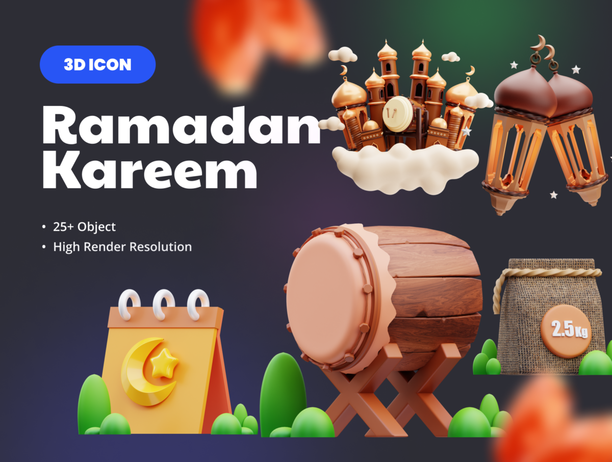 25+款高级穆斯林阿拉伯风斋月节主题3D三维图标Icons设计素材 Ramadan 3D Icons_img_3