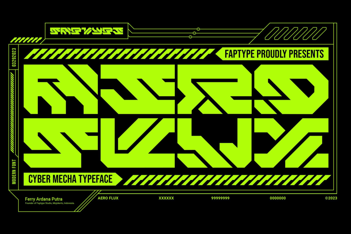 未来工业机械赛博科幻机甲海报标题Logo设计PSAI英文字体安装包 Aero Flux | Modern Cyber Mecha Font_img_3