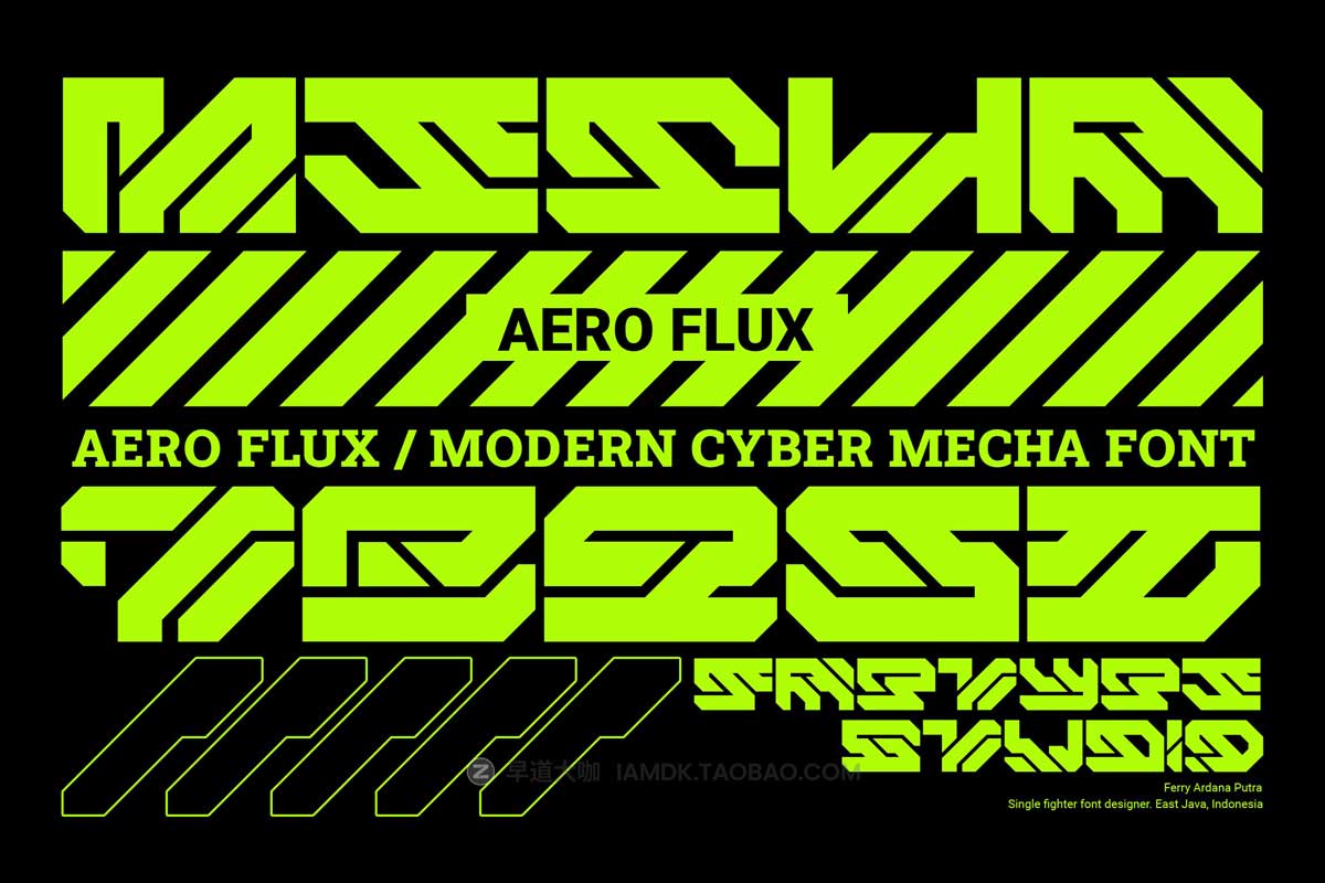 未来工业机械赛博科幻机甲海报标题Logo设计PSAI英文字体安装包 Aero Flux | Modern Cyber Mecha Font_img_2