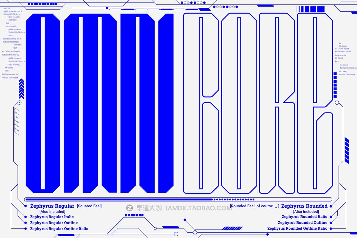 未来赛博朋克科幻工业机械机甲风PSAI英文字体安装包素材 Zephyrus Modern Condensed Cyber Font_img_2