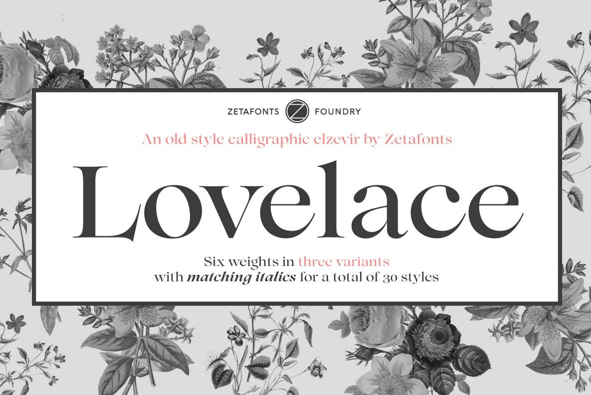 19世纪复古复兴风格杂志海报标题LOGO设计PSAI衬线英文字体素材 Lovelace - 30 fonts_img_3