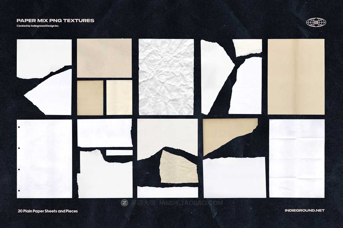 270款撕裂破碎复古做旧废弃瓦楞纸纸板牛皮纸彩纸PNG免抠图装饰设计素材 Indieground Design - Paper Mix_img_2