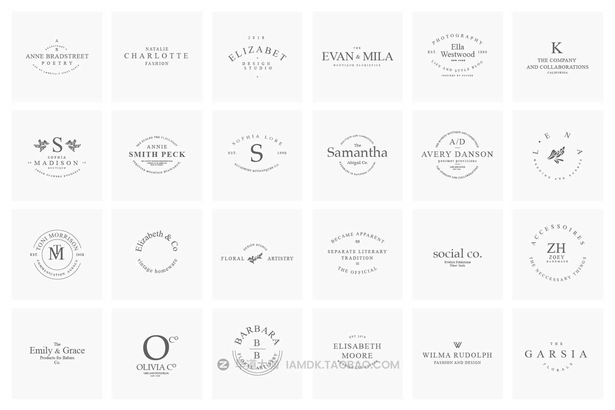 100款优雅品牌Logo标志徽标符号设计PSAI设计素材合集 100 elegant feminine logos premium_img_2