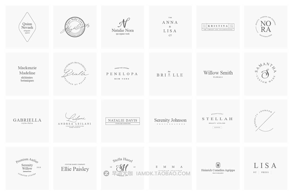 100款优雅品牌Logo标志徽标符号设计PSAI设计素材合集 100 elegant feminine logos premium_img_2