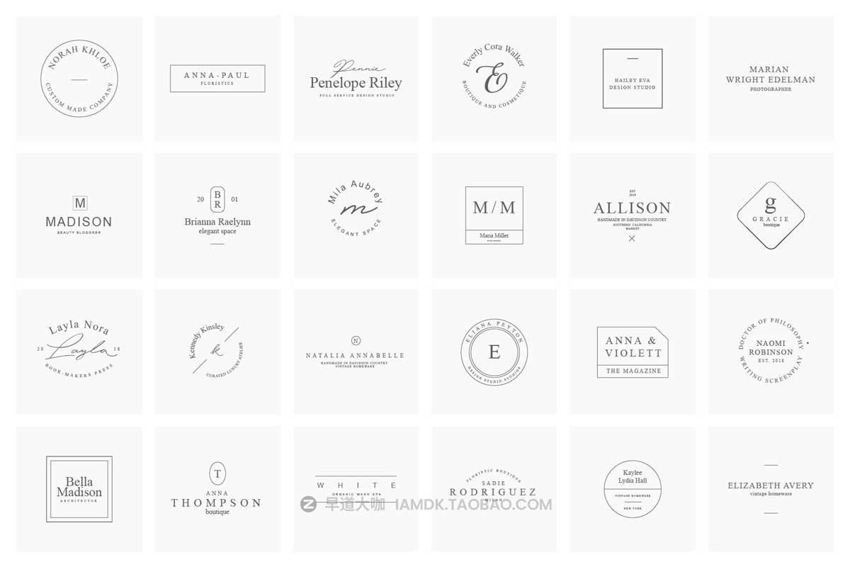 100款优雅品牌Logo标志徽标符号设计PSAI设计素材合集 100 elegant feminine logos premium_img_2