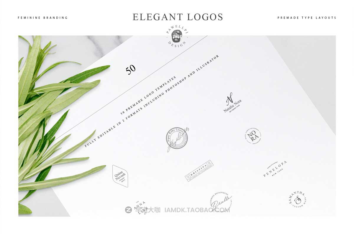 100款优雅品牌Logo标志徽标符号设计PSAI设计素材合集 100 elegant feminine logos premium_img_2