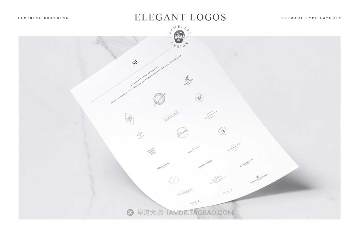 100款优雅品牌Logo标志徽标符号设计PSAI设计素材合集 100 elegant feminine logos premium_img_2