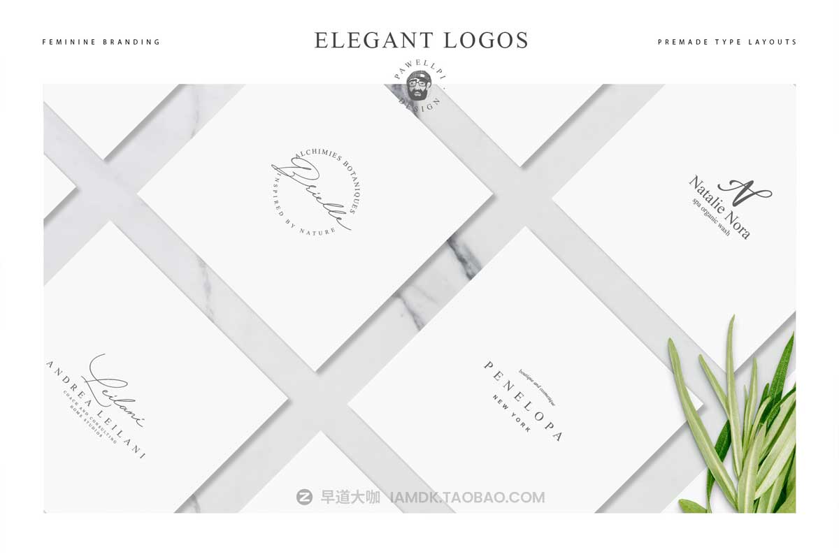 100款优雅品牌Logo标志徽标符号设计PSAI设计素材合集 100 elegant feminine logos premium_img_2