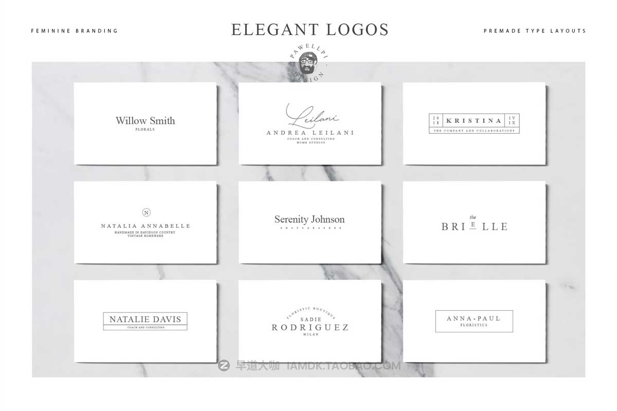 100款优雅品牌Logo标志徽标符号设计PSAI设计素材合集 100 elegant feminine logos premium_img_2