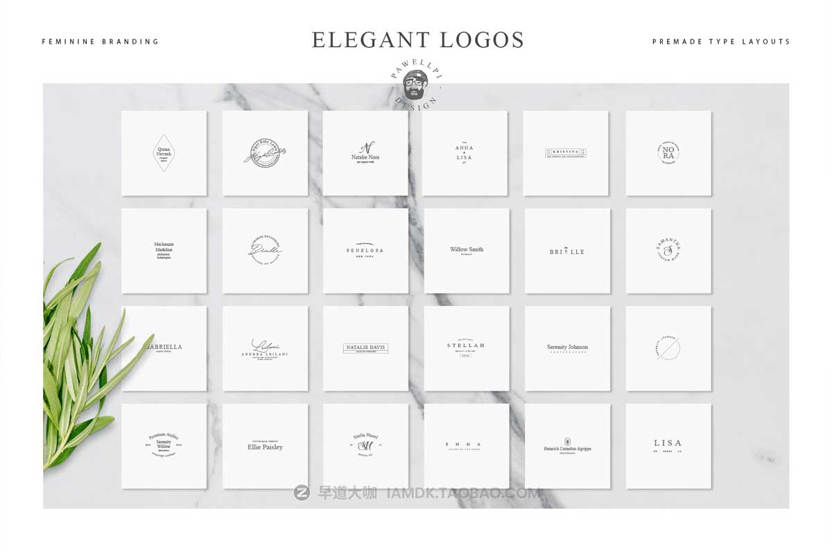 100款优雅品牌Logo标志徽标符号设计PSAI设计素材合集 100 elegant feminine logos premium_img_2