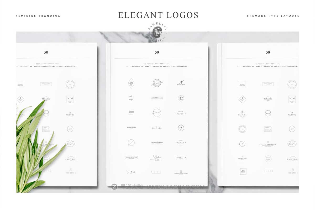 100款优雅品牌Logo标志徽标符号设计PSAI设计素材合集 100 elegant feminine logos premium_img_2