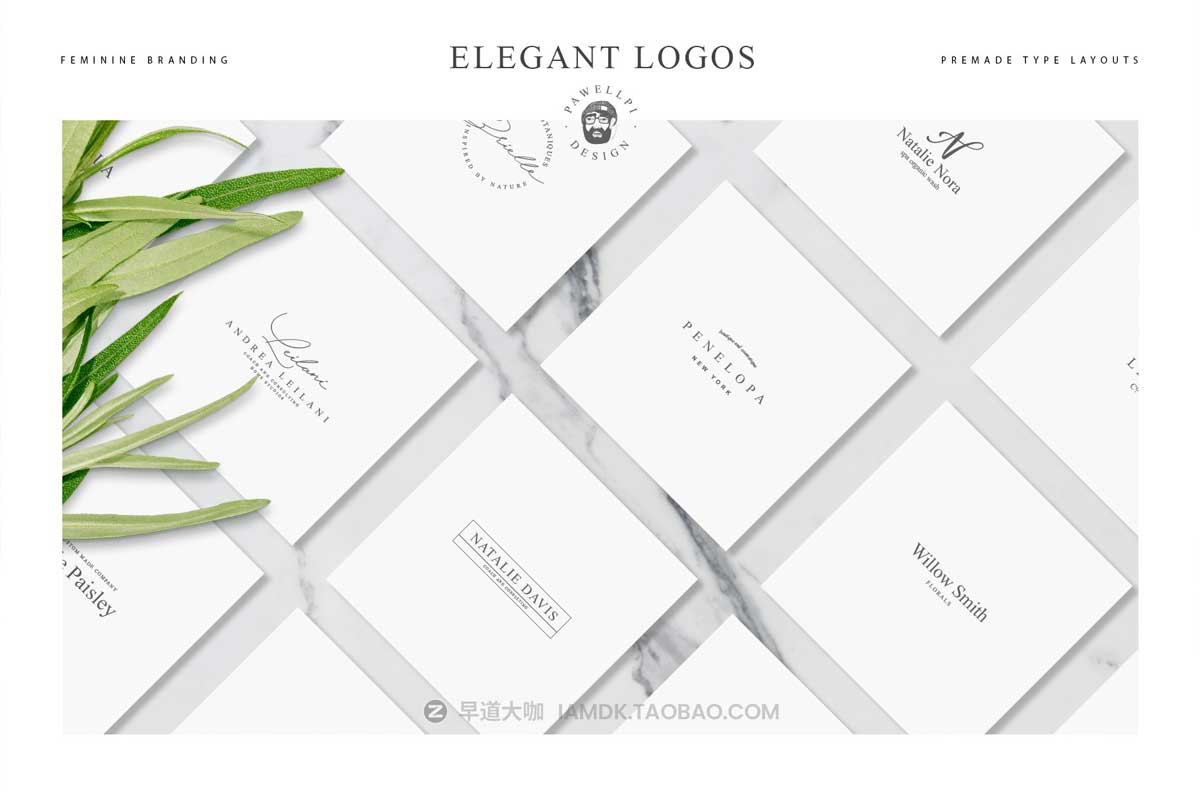 100款优雅品牌Logo标志徽标符号设计PSAI设计素材合集 100 elegant feminine logos premium_img_2