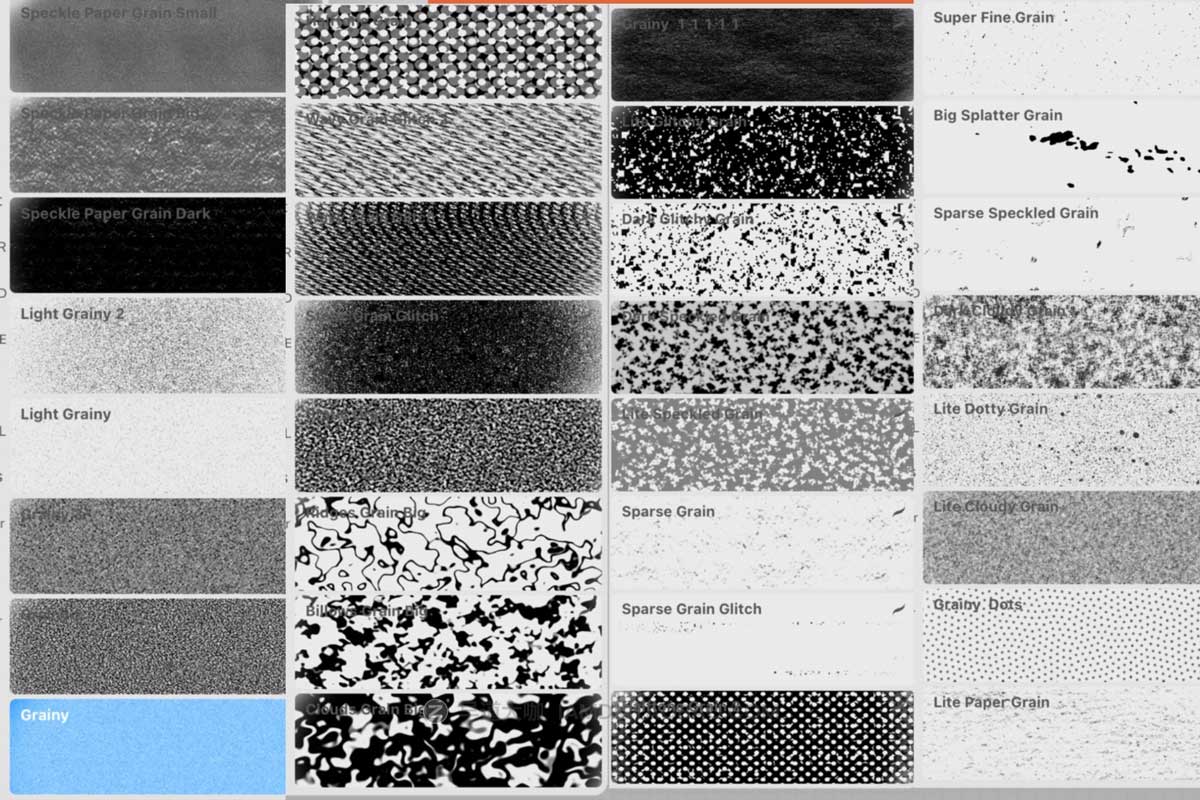 32款复古颗粒噪点粗糙块状艺术绘画效果iPad Procreate笔刷设计素材 Retro Grain Procreate Brush Set_img_2