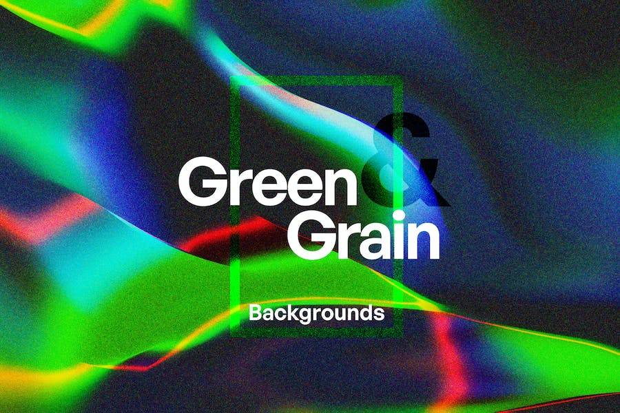 全息渐变绿色闪光噪点颗粒纹理肌理背景图设计素材 Green & Grain Abstract Background Pack_img_3