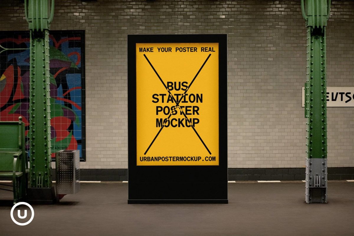 时尚城市公交站地铁站灯箱广告牌海报设计PSD模板素材源文件 Metro Station Poster Mockup_img_3