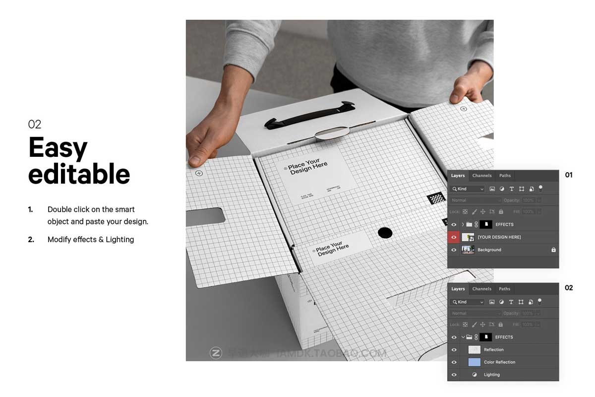 12款高级产品包装快递纸盒包装箱设计PS展示贴图样机模板素材 12x Unboxing Mockup Bundle_img_2