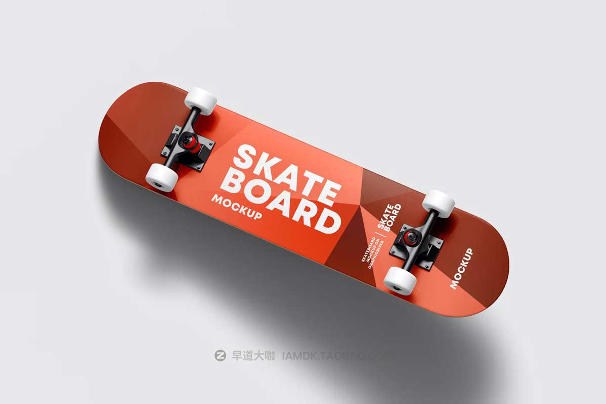 6款逼真滑板外观图案设计展示效果图PSD样机模板素材 Skateboard Mockup_img_2